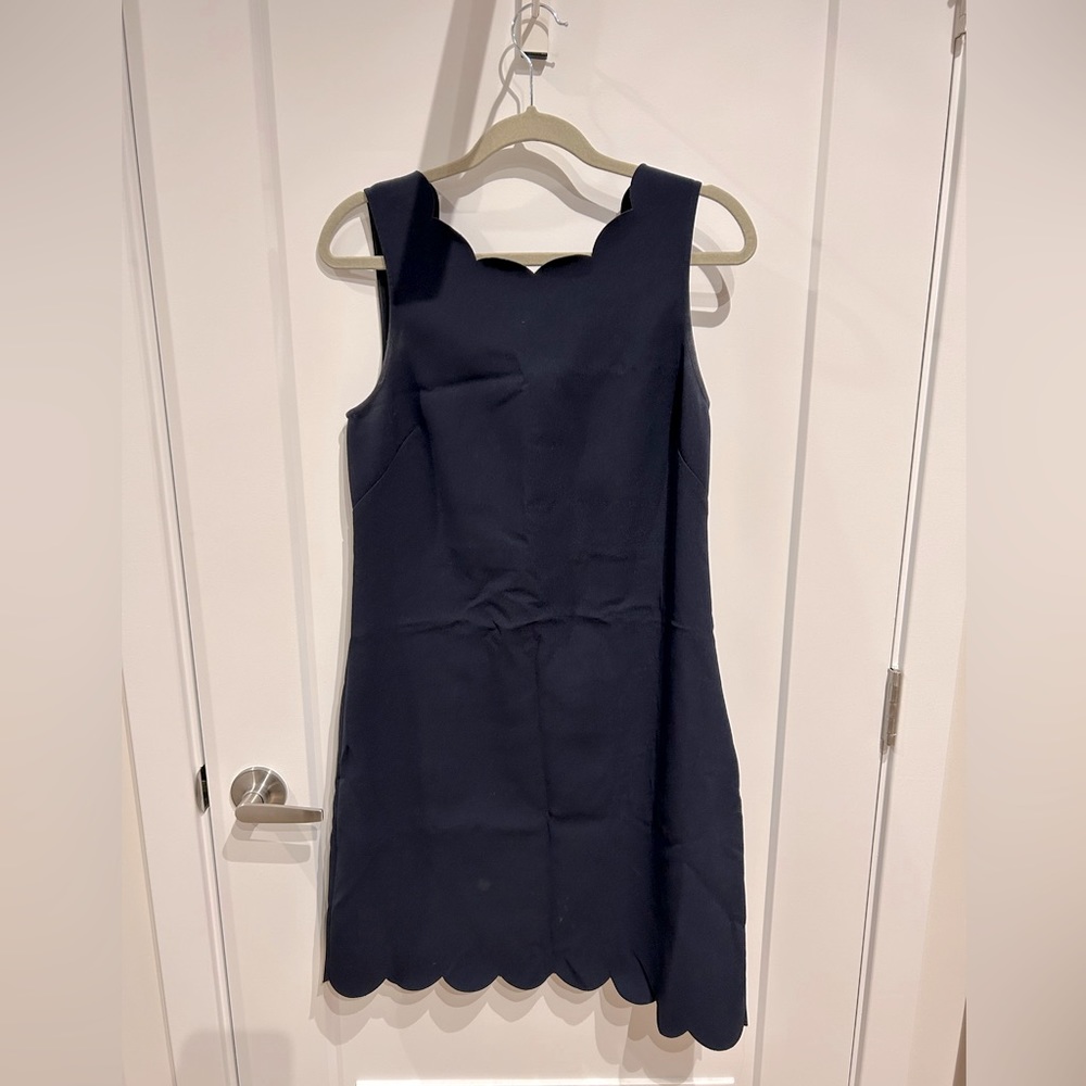 J.crew scalloped navy blue women’s sleeveless dress. Size. 10